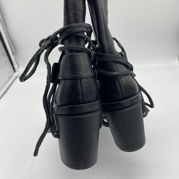 Vince Camuto Chunky‎ Heel Lace Buckle Leather Moto Style Boots - Picture 9 of 11